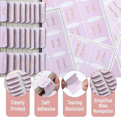 Mr. Pen- Bible Tabs, 75 pcs, Soft Pink, Bronze Foil Lettering, Laminated Bible Tabs for Women and Men - color: Baby Pink