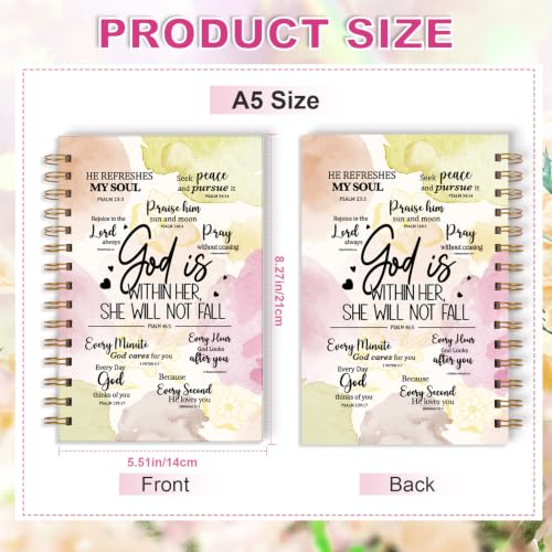 Zaamwoyy Christian Notebook for Women, Boho Flower Prayer Journal for Women God Is Within Her She Will Not Fall, Cute Bible Verse Notebook for Girls Teen Daughter Christian Gifts