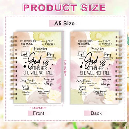 Zaamwoyy Christian Notebook for Women, Boho Flower Prayer Journal for Women God Is Within Her She Will Not Fall, Cute Bible Verse Notebook for Girls Teen Daughter Christian Gifts