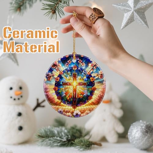 Christmas Ornaments, Christian Cross Ornament, Xmas Decor, Christmas Tree Ornaments, Xmas Decorations for Tree, Holiday Ornament, Christian Gift, Religious Gifts - color: Colorful Cross-c