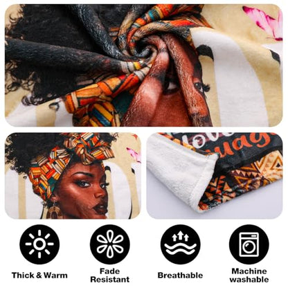 African American Book Lovers Gifts, Book Reading Throw Blanket, Librarian Bookish Books Club Gift for Black Women Bookworms Birthday Graduation Present Ideas Soft Flannel Blankets 50'' x 60'' - color: Brown-african American