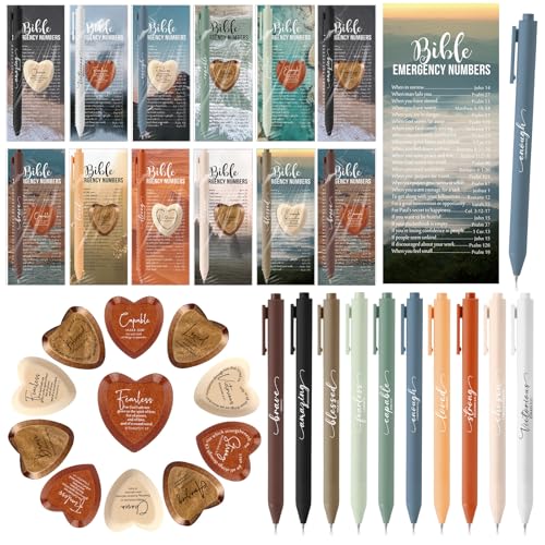 Gersoniel 30 Set Christian Gift for Women Prayer Cards Pens,Nature Color - color: Nature Color