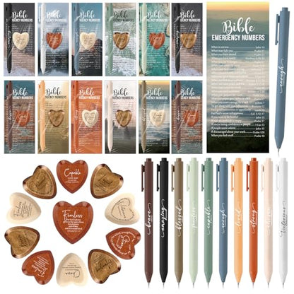 Gersoniel 30 Set Christian Gift for Women Prayer Cards Pens,Nature Color - color: Nature Color