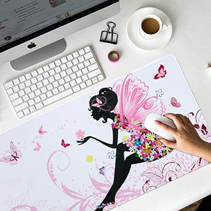 iCasso Extended Gaming Mouse Pad 35.4x15.7in,Game,Home,Butterfly Girl - color: Butterfly Girl