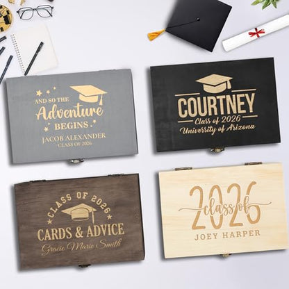 Personalized Graduation Keepsake Box, High School & College Grad Gift - style: 4. Graduation Designs