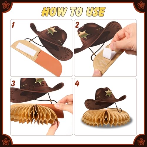 12 Pcs Western Party Centerpieces Wild West Honeycomb Decor - style: Wild West