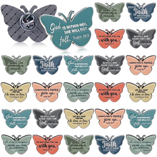 Landical 24 Pcs Jesus Christian Pins - style: Butterfly