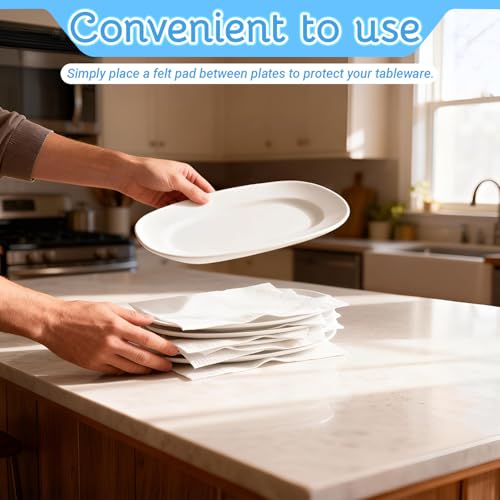 20 Pack Platter Storage Dividers - 15.8x11.8in Long Felt Porcelain Plate Dish Protectors, Serving Tray Separators Pads for Stacking in Cabinet or China Storage Containers