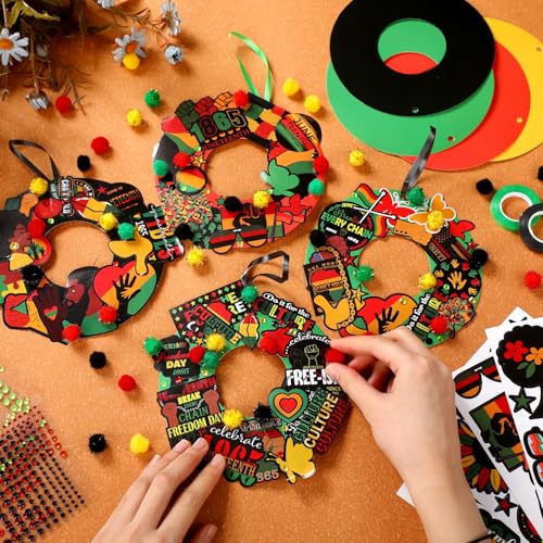 Hollowfly 48 Sets Juneteenth Wreath Craft Kits - style: Juneteenth