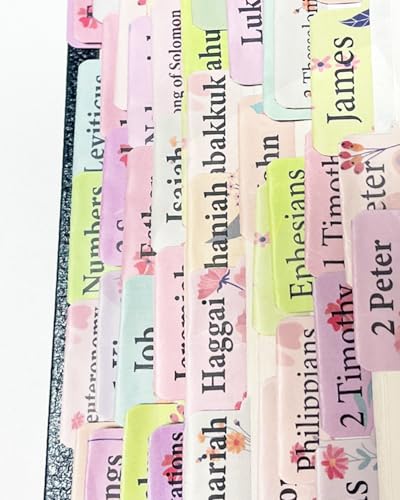 Floral Bible Tabs for Women, Personalized Bible Journaling Tabs, Large Print Bible Tabs for Easy Navigation, Bible Book Index Tabs Labels, Bible Study Supplies - style: Floral EN