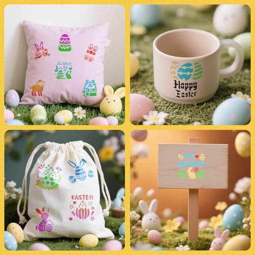 72 PCS 3x3 Inch Easter Stencils for Painting - Reusable Easter Templates Chicks Eggs Bunny Farm Spring Painting Templates on Wood, Glass, Fabric, Window Door Decor DIY Decoration - style: 72PCS Easter