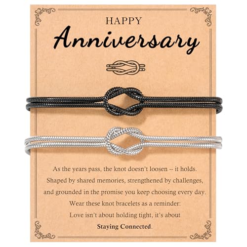 Tarsus Matching Couples Bracelets Forever Love Knot Relationship Jewelry - style: Happy Anniversary