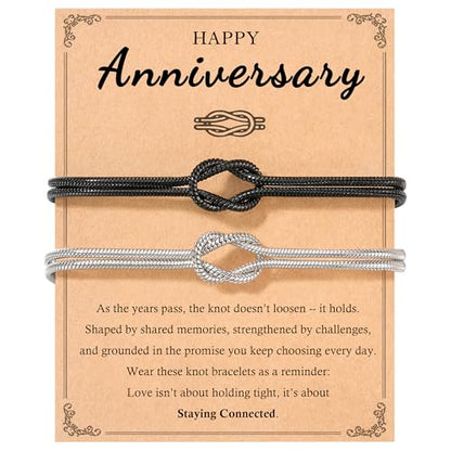 Tarsus Matching Couples Bracelets Forever Love Knot Relationship Jewelry - style: Happy Anniversary