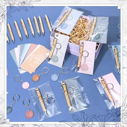 ANGOLIO 230Pcs Spanish Christian Flower Religious Gift Bulk Easter Gift Regalos Cristianos En Español Bible Verse Bamboo Pen Keychain Bookmark Inspirational Stationary Gift for Women Men VBS Church - style: Flower