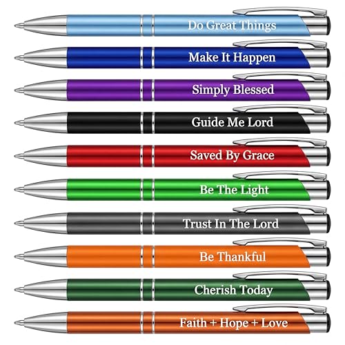 Zonon 10 Pcs Bible Verse Pens, Inspirational Christian Scripture Ballpoint Pens, Smooth Writing, Black Ink, No Bleed Through, Religious Motivational Gifts for Women Men Church Journaling Christians