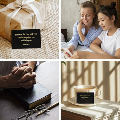 Bible Verse Cards, 60 Mini Prayer Cards on 300GSM Pearl Paper - color: Black