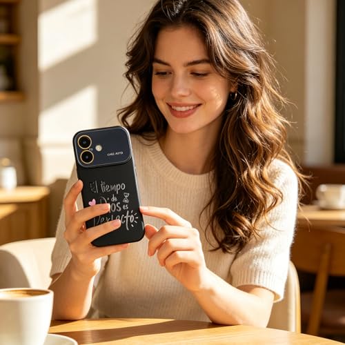 for iPhone 16 Case God's Timing is Perfect Spanish Bible Verse Phone Case, Full Camera Lens Protection, Shockproof Drop Resistant Durable Cover (Black, iPhone 16) - color: black, size: iPhone 16