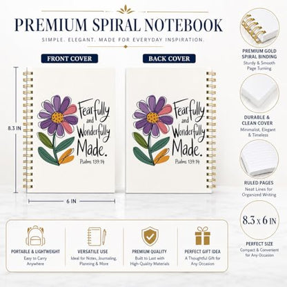 Rusenbao Christian Bible Verse Spiral Notebook Journal for Women Teen Girls