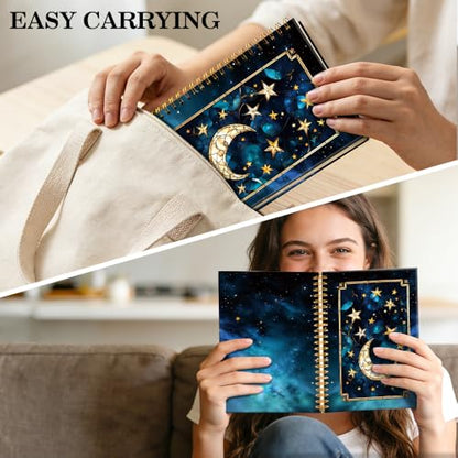 ERHACHAIJIA Stained Glass Moon & Stars Spiral Notebook for Astronomy Lover - color: Starry Sky Blue-yellow