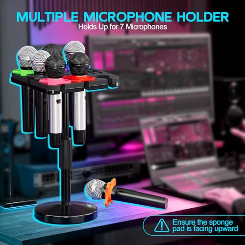 Multi Microphone Holder Desktop Mic Stand with Square Tray