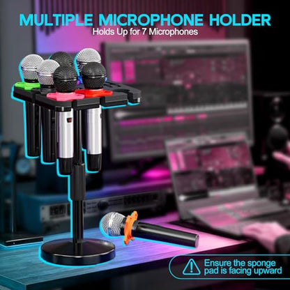 Multi Microphone Holder Desktop Mic Stand with Square Tray