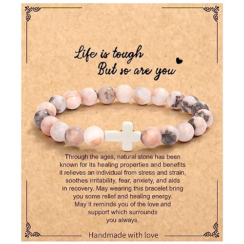 Christian Grandparents - Day Gifts for Women, Religious Cross Bracelet - color: Life-Pink