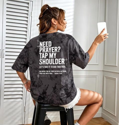 BANGELY Faith Over Fear Shirt Women Graphic Shirts Oversized Workout Gym Christian Religious Tees Drop Shoulder Tee Tops - color: B-grey, size: Medium
