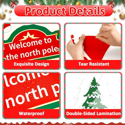 Christmas Bulletin Board Decoration Set North Pole Sign Classroom Decorations Santa Reindeer Xmas Elk Snowflakes Paper Cutouts for Winter Holiday Party School Classroom Home Chalkboard Wall Decor - style: Christmas