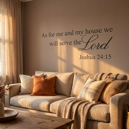 Picniva As for Me and My House Wall Decal 8x20 Christian Scripture Art - color: Black, size: 8'' X 20''