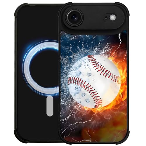 DAIZAG Case for iPhone 17 Air,[Compatible with Magsafe] Air-Guard Corners Shockproof Soft Phone Cover for Boy Men Gift,Ice Fire Baseball - color: Ice Fire Baseball, size: iPhone 17 Air