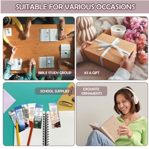 100 Pcs Christian Bookmarks, Religious Bible Verse Paper Bookmark Bulk for Women Man, Inspirational Scripture Scenery Book Mark Gift for Reading Lovers Church Accessories - color: Christian C