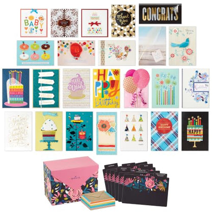 Hallmark All Occasion Cards, Assorted 24-Pack with Organizer Box (Floral) - size: 4 Sets