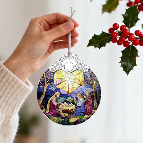 Christmas Ornament, Christmas Tree Decor, Christian Ornament, Nativity Scene, Religious Home Decor, Christian Gifts, Religious Gifts, Gift Exchange, Gift Idea - Pattern E - color: Nativity Pattern J