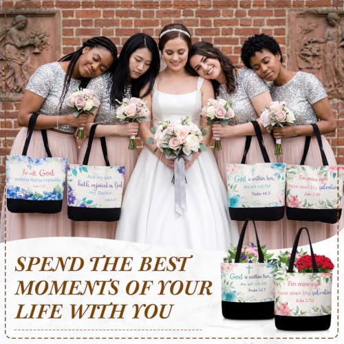 40 Pcs Christian Canvas Tote Bible Bag for Women - style: Floral