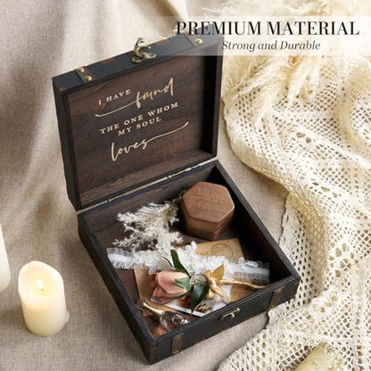 AW BRIDAL Black Wedding Keepsake Box Mr Mrs Memory Box Wood Storage Box with Lids Anniversary Engagement Gifts for Couples Bridal Shower Bride Gifts - color: Black Mr & Mrs