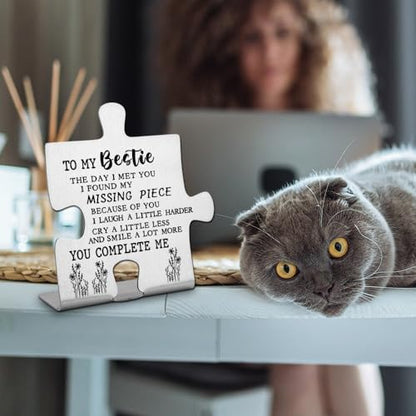 Bestie Gifts from Bestie Sister To My Bestie Gifts Thank You for Being My Sister Bestie Friendship Gifts Christmas Wedding Gifts for Sister Best Friend Decorative Signs Funny Office Desk Decor - style: To my Bestie