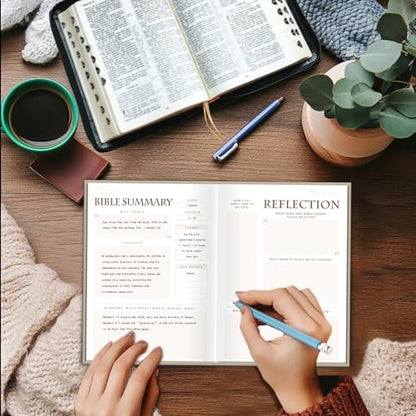 XKDOUS Linen 8.6" Bible Study Journal, Bible Notebook for Women, Khaki - color: Khaki