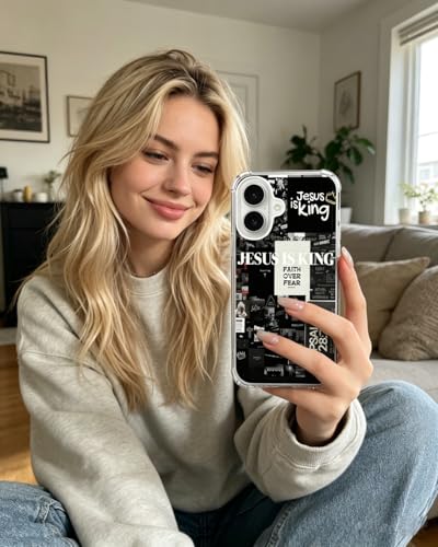 Jesus Faith Phone Case Compatible with iPhone 17, Black Christian Aesthetic Phone Cover for iPhone 17 - color: Christian Aesthetic
