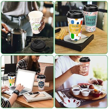 50 Pack 16 oz Disposable Coffee Cups with Lids Pink Motivational - style: Fashion
