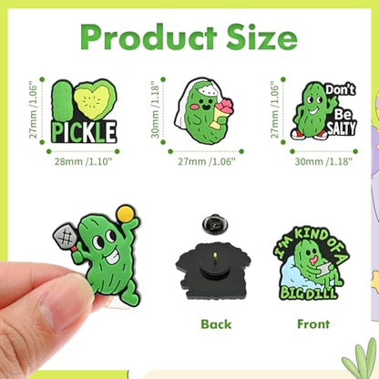 Cute Pins Bulk, Funny Lapel Badge Pins Rubber Brooch Pins for Backpacks, Hats, Bags - style: Pickle-22PCS
