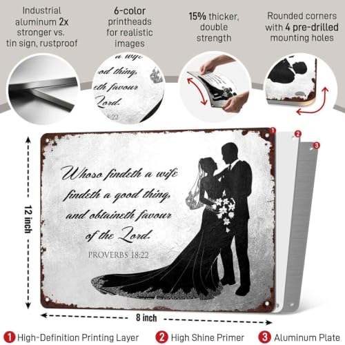 Wedding Couple Bible Verse Metal Sign 8 x 12 Inch