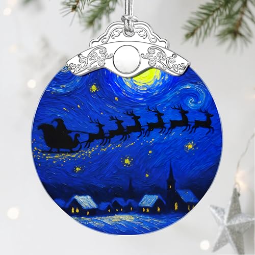 Starry Night Stained Glass Ornament - Christmas Decorations for Tree | Christmas Ornaments | Holiday Ornament – Holiday Party Gifts | Xmas Gifts | Gift Exchange | Gift Idea - color: Style 2-starry Night