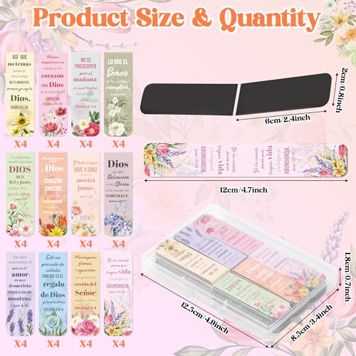 Haooryx Spanish Bible Verse Magnetic Bookmarks Motivational Page Markers - style: Spanish Floral