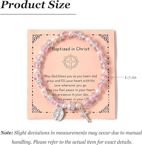 Women Stretch Rosary Bracelet Beaded Crucifix & Miraculous Medal - color: baptized christ2