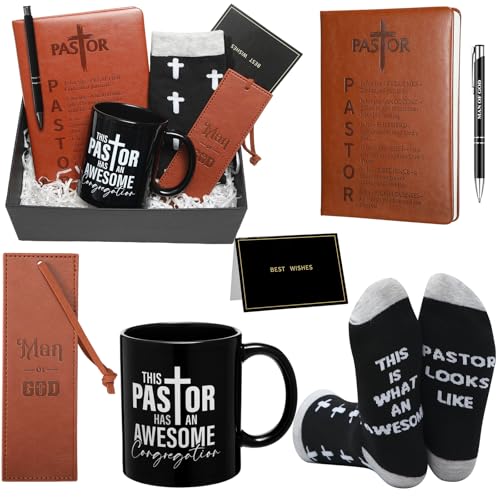 7 Pcs Pastor Appreciation Gifts for Men, Brown and Black - color: Brown and Black
