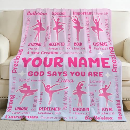 Personalized Ballet Blanket,Custom Ballet Dance Gifts for Christian - color: Ballet-custom, size: 50"x60"