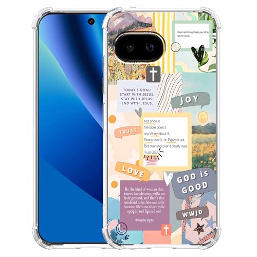 Christian Quotes Bible Motivational Words Collage Pattern,Soft TPU Bumper Phone Case for Google Pixel 10a - size: Google Pixel 10a