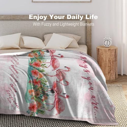 Flamingo Throw Blanket, God Says You Are Bible Flannel Blanket 30"×40" - color: Flamingo 01, size: 30x40 inch