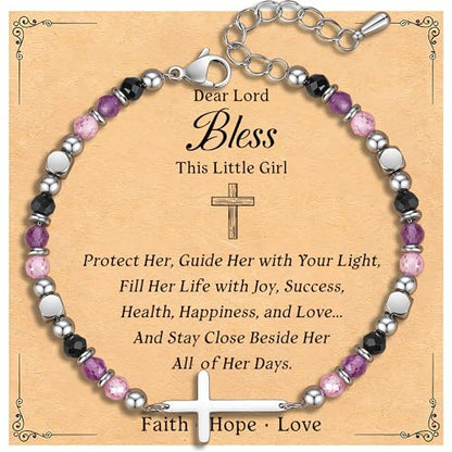 Adjustable Religious Gifts Cross Bracelet for Women Girl - style: Bless