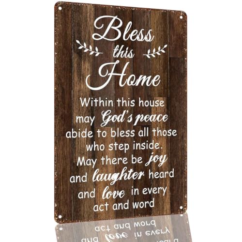 Bless This Home Christian Blessing Aluminum Metal Sign 8 x 12 Inch